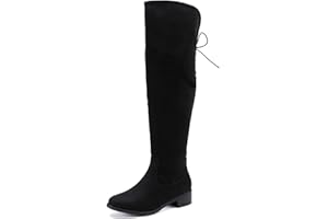 EETTARO Women's Over The Knee Boot Fashion Lace Up Tight High Boots Side Zip Block Heel Riding Booties