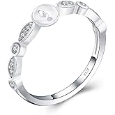 LGSY 925 Sterling Silver CZ Antique Rings for Pearl Jewelry Making, Design Ring Fittings/Settings/Mountings for Women