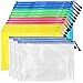 Bantoye 25 Pieces A4 Zipper File Bags, Zippered Waterproof PVC Pouch Plastic Zip Document Filing Folder 5 Colors