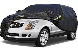 KouKou Waterproof SUV Car Cover Suitable for Cadillac SRX (2009-2016) and Cadillac XT5 (2016-2024), 6 Layers Windproof All Weather Waterproof Outdoor Cover Sun Rain UV Dust Snow Protection. Black