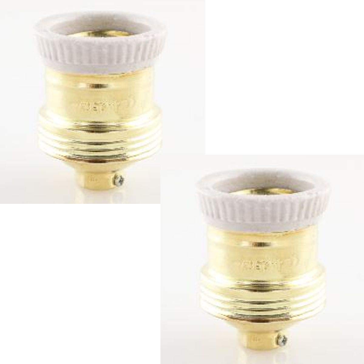 E27 METAL BULB HOLDER WITH ANTIQUE PORCELAIN RING (2 PIECES)