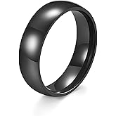 Stainless Steel Men's Women's Rings 6mm/8mm Wedding Bands Polished inner and outer spherical design Black Titanium Rings