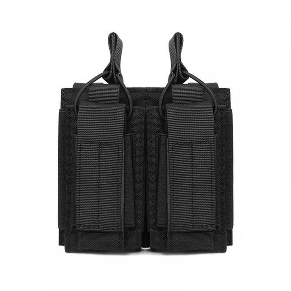 Molle Double Pistol Mag Pouch, 1000D Nylon Open Top Dual Stack Magazine Pouch Carrier Holder for 9mm Magazines