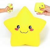 Squishy Star Stress Balls for Adults and Kids, Star Squishy Fidget Toys, Cute Stress Relief Sensory Toys for Autism ADHD Anxiety, Soft Dough Squeeze Ball, Party Favors Birthday for Girls Boys (Yellow)