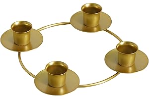 Christmas Advent Wreath Candle Holder Gold Advent Ring Metal Candle Holder Table Decoration for Festival Home Party Church De