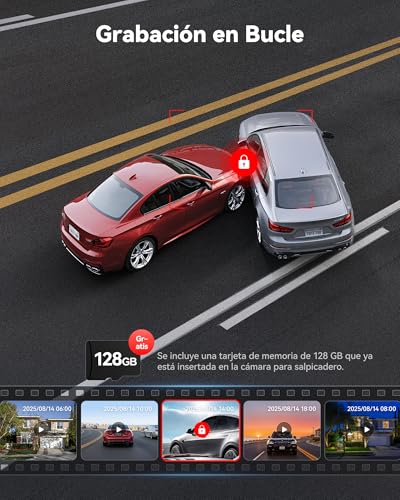 REDTIGER 4K Dashcam para Auto, 5.8GHz Wi-Fi6 GPS, SD 128GB Incluida, STARVIS 2, HDR, Pantalla IPS de 3.18",Gran Angular, Visión Nocturna, Grabación en Bucle, Sensor G, Soporta 512GB MAX(F7NP)