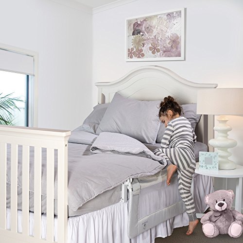 Toddler Bed Rail Guard for Convertible Crib, Kids Twin, Double, Full Size Queen & King (Grey-Reg-2 pack)