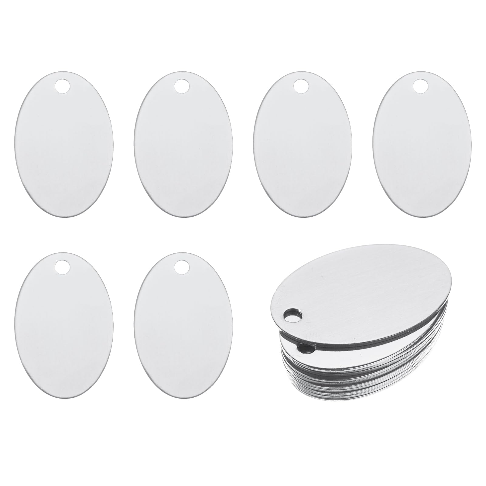 Rebower Aluminum Blank Tags Engraving Metal Stamping Blanks,[for Number Tag, Dog Tag,Pendant Decoration] - 1.5 x 1 Inch/Silver / 25 Pcs
