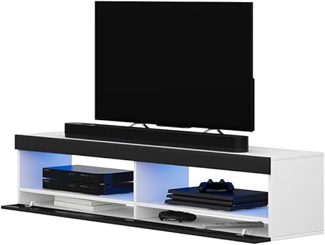 Selsey Tv Lowboard Weiss Matt Schwarz Hochglanz 100 Cm Amazon De Kuche Haushalt