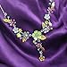 Glamorousky Colorful Flower and Tiny Butterfly Necklace with Multi-Color Austrian Element Crystals