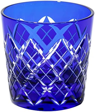 江戸切子 矢来紋 冷酒杯 ルリ Tb 1b 木箱入り 太武朗工房直販