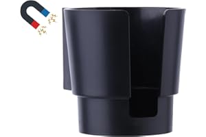 JAZBREY Universal Magnetic Cup Holder, Heavy Duty Plastic Drink Holder, Magnet Cup Holder for Bus Tractor Van RV, Vertical or Horizontal Mount, Fits Most Cup, Bottles, Cans, Tumblers, Black Pack of 1