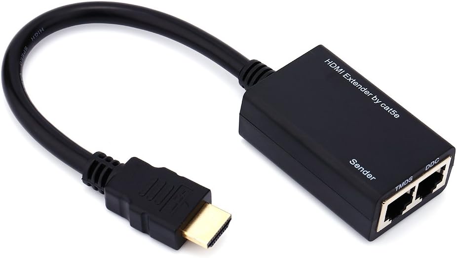 1080P HDMI Extender to RJ45 Adapter Cable, 30M Transmission Distance CAT5e CAT6 LAN Ethernet Balun Extender Repeater - Image 5