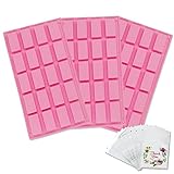 Tomnk 3pcs 20-Cavity Rectangle Silicone Handmade Soap Mold Silicone Mold for Making Soap Candy Chocolate Cake, with Sealable Bags for Decoration Design