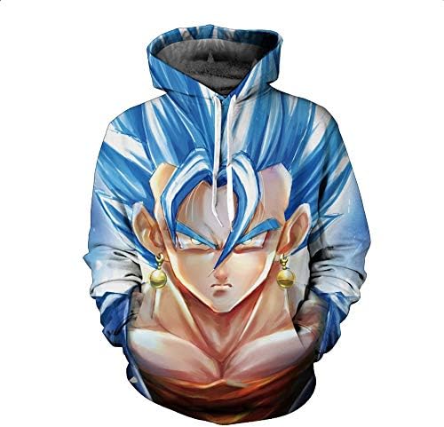 jiuyaomai Sweatshirt 3d Dragon Ball Print Hoodie Loose Hooded Sweater Green Hair M
