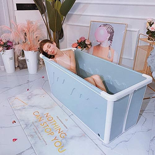 QBQB Adult Bathtub Folding Bath Tub Household Tub Portable Bathtub Children Bath Blue