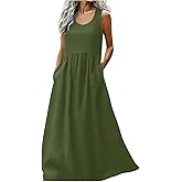 TYISZIL Summer Dresses for Women 2026 Casual Sleeveless Sundress Solid Color Trendy Maxi Dress with Pockets Beach Outfits