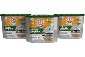 Arm & Hammer Essentials Disposable Moisture Absorber and Odor Eliminator Tub, Linen Fresh, 1 lb., 3-Pack, Attracts and Traps Excess Moisture, Ideal Closet Non-Electric Dehumidifier