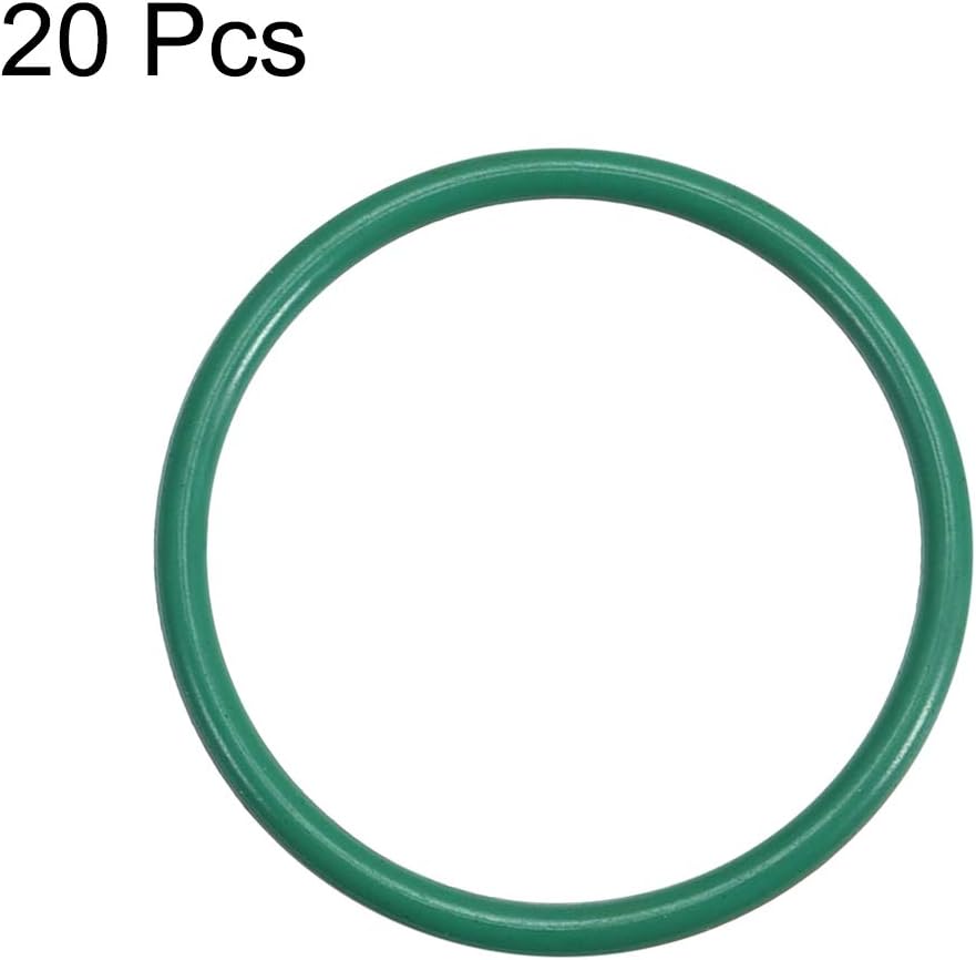 sourcing map Fluorine Rubber O-Rings, 22mm OD 19mm ID 1.5mm Width FKM Seal Gasket for Machinery Plumbing Green, Pack of 20 - Image 3