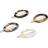 French Amie Oval Hoop Small 1 1/2” Celluloid Handmade Hair Clips for Women Tige Boule Clasp Side Slide-in Barrette Clip Fashion Durable Styling Hair Accessories for Girl Strong Hold No Slip Grip