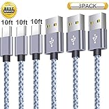 TYPE C, Asstar [3 Pack] 10FT Nylon Braided Long Cord-usb Data Charge Charging Cable for ZTE Zmax Pro Z981/Oneplus Three / OnePlus 3T/HTC Bolt/Google Pixel/Pixel XL, Nexus 6p/5X,LG G5