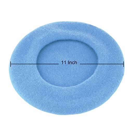 Wheebo Wool Beret Hat,Solid Color French Style Winter Warm Cap for Women Girls (Azure)