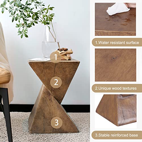 medla Lightweight Concrete Side Table: Modern End Table with Wood-Like Finish Small Coffee Table Stylish Bedside Table for Living Room Bedroom Balcony 30.5×30.5×46cm