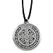Medalla De San Benito Saint St Benedict Medallion Silver Tone Thick Medal Pendant 24 Inch Black Cord Necklace