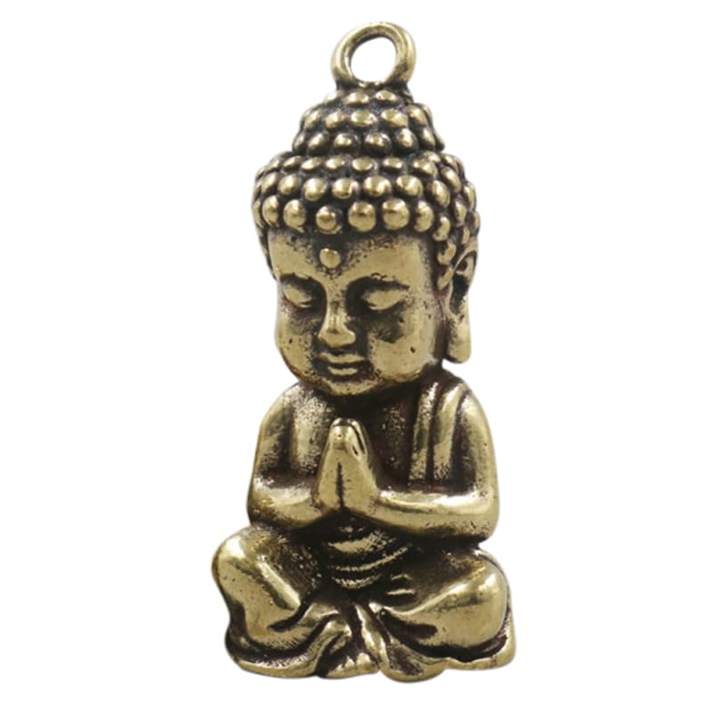 CIYODO Auspicious Buddha Keychain Pendant 1.18 Inch Vintage Miniature Buddha Charm Keyring for Diy Crafts Bag Decoration