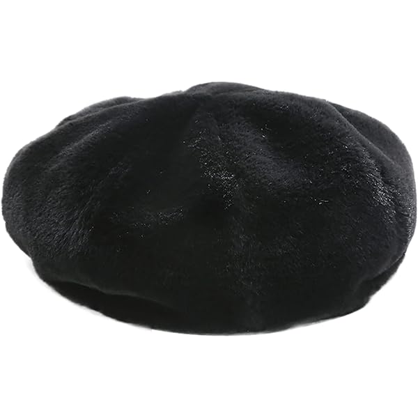 ililily Solid Color Angora French Beret Furry Artist Flat 