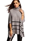 SheIn Women's High Neck Batwing Sleeve Striped Sweater