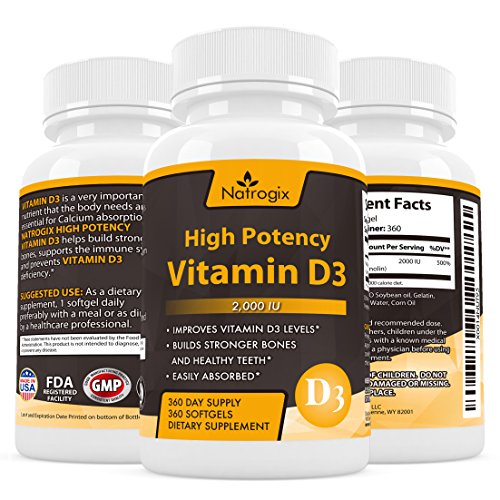 Buy High Potency D3 2,000 IU (360 Softgel*3bottles) Supplement The