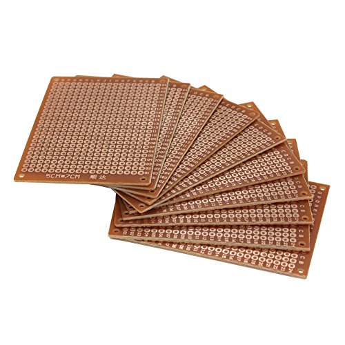 Leen4You PCB Board DIY Prototype Paper PCB Matrix Printed Circuit Board Universal Breadboard 5CM x 7CM (Pack of 10)