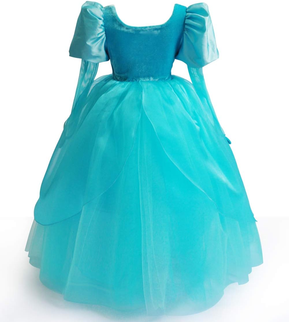 Amazon Cqdy アリエル ドレス 子供 Ariel リトルマーメイドコスチューム アームカバー 2点セット スカート6層構造 ディズニーなりきりワンピース 人魚姫 子供ドレス 誕生日プレゼント Tdlイベント パーティー ステージ衣装 演劇 文化祭 1 キッズコスチューム