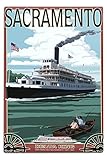 Sacramento, California - Delta King Riverboat (12x18 Aluminum Wall Sign, Wall Decor Ready to Hang)