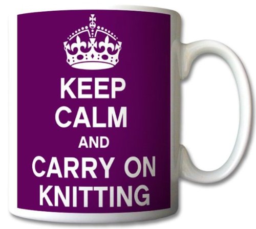 GrassVillageTM Keep Calm and Carry On Knitting Mug Cup Gift Retro