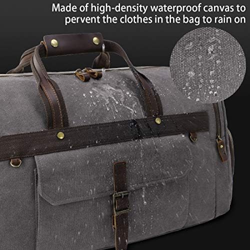 Travel Duffel Bag Waterproof Duffle Bags for Men Oversized Genuine Leather Carryon Weekend bag Canvas Overnight Bag Grey 2 Travel Duffel Bag Waterproof Duffle Bags for Men Oversized Genuine Leather Carryon Weekend bag Canvas Overnight Bag Grey