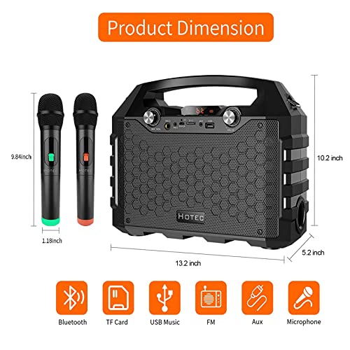 Hotec Wireless Bluetooth Portable PA Speaker System, Powerful Bluetooth