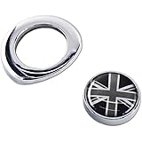 Miniclue Classic Black/Gray Union Jack UK Flag Design Engine Start Push Button Ignition Starter Pushbutton Dash Cover Caps for 2nd Gen Mini Cooper