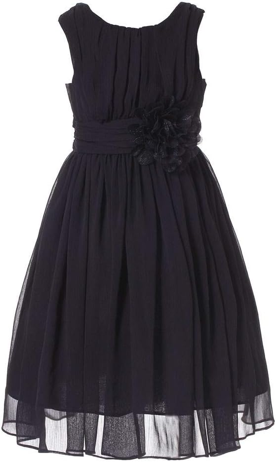 HAPPY ROSEJunior Bridesmaids Little Girls Elegant Ruffle Chiffon Summer Flowers Girls Dresses