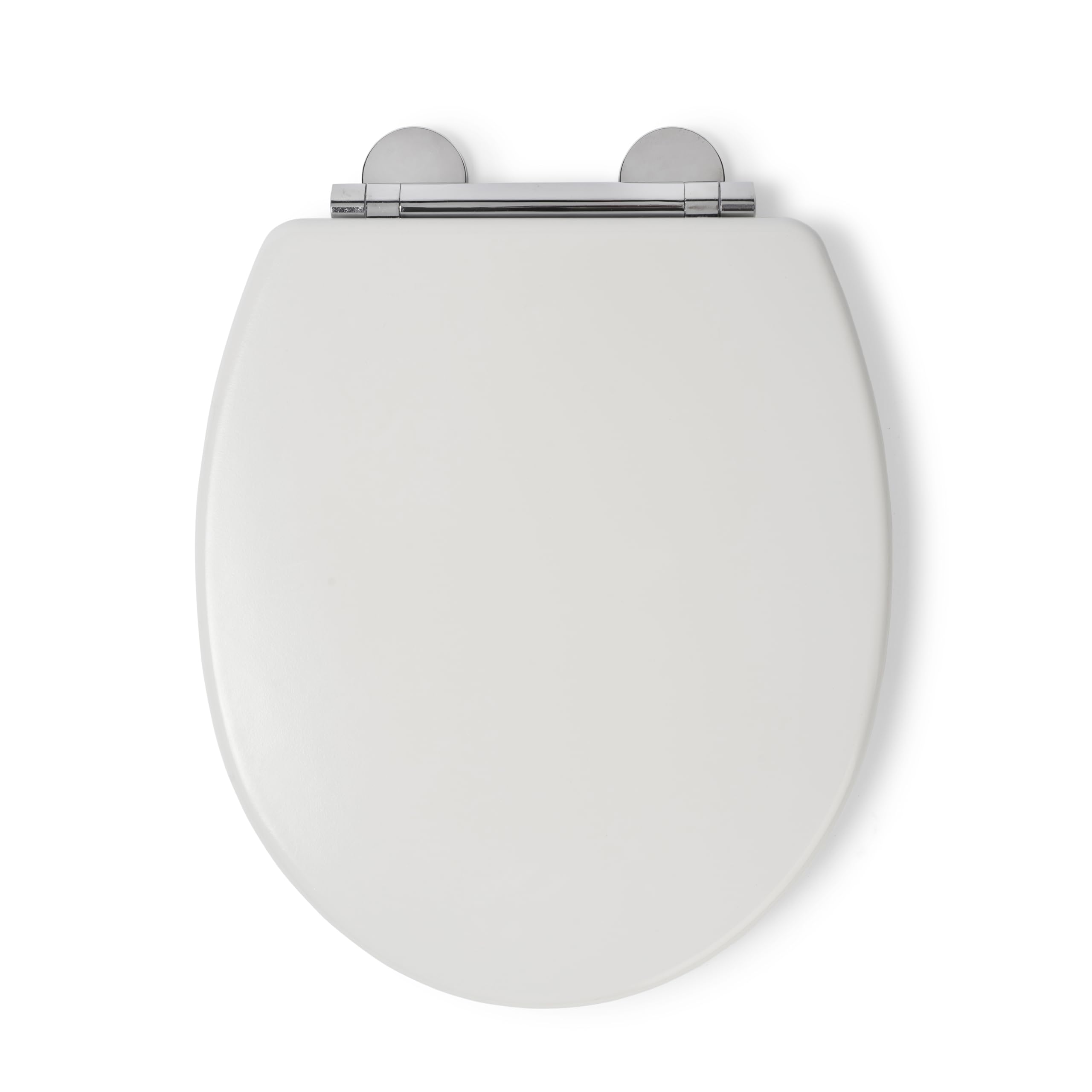 Croydex Lugano White Wooden Toilet Seat - Soft Close & Quick Release Button for Easy Cleaning, Adjustable Hinges with Top and Bottom Fixings Included and Antibacterial Treated Surface (White)