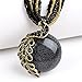 Jovivi Retro Bohemia Style Millet Chain Crystal Phoenix Peacock Pendant Necklace