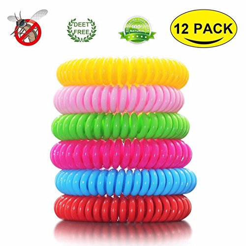 OTBBA Mosquito Repellent Bracelet (12 Pack), 100% Natural Deet-Free Fit Kids, Adults & Pets Waterproof Travel Insect Repellent Bands, Lasts Up To 300 Hours