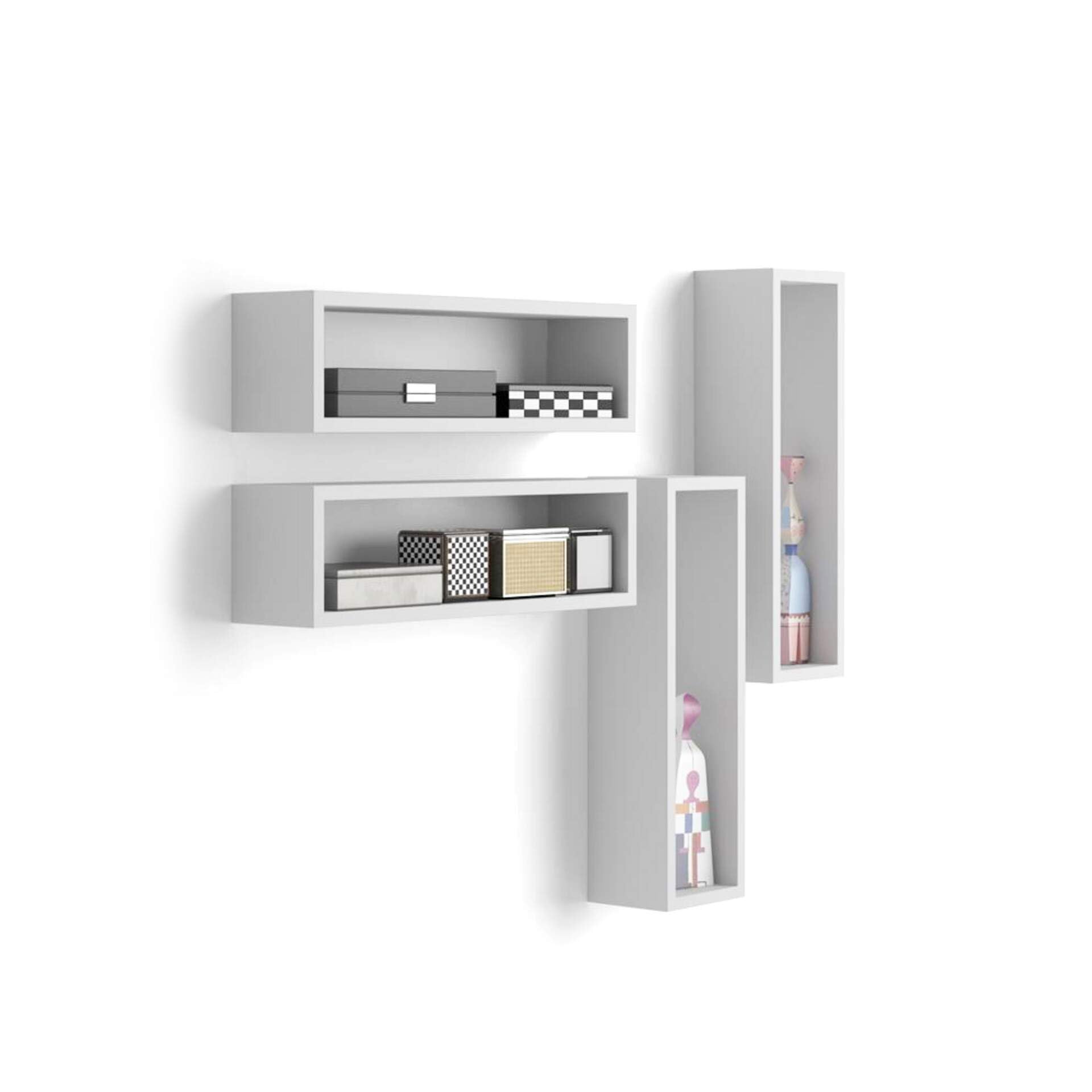 Mobili Fiver, Set of 4 Iacopo cube wall units, Matt White, Made In Italy