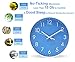 Epy Huts Modern Wall Clock Battery Operated Indoor Non-Ticking Silent Quartz Quiet Sweep Movement Wall Clock for Office,Bathroom,Living Room Decorative 10 Inch Blue