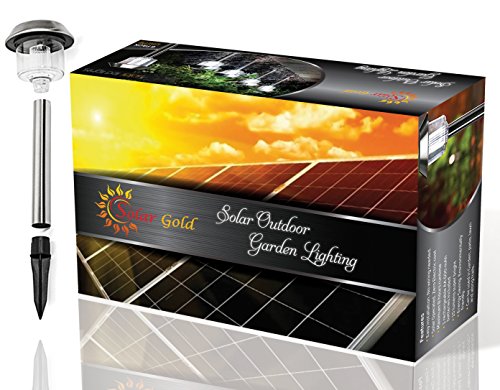 Solar Outdoor LED Lights 6 Pack | Super Quality Brighter Light | Waterproof & Stainless Steel Stakes | For Garden, Patio, Camping, Pathways, Landscape | Free Bonus: The Ultimate Guide for Gardening