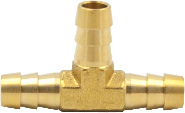 Brass Barb Tee Fitting, 1/2" x 1/2" x 1/2" Barbed (Pack of 1)