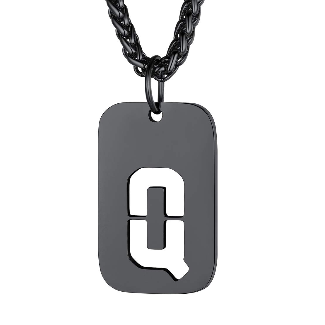 FindChic Gold Dog Tag Chain Stainless Steel Letter Necklace Initial Necklaces for Boys