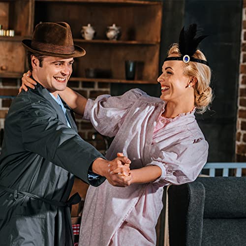 bdzyh Gatsby Head Band for Women Flapper 1920s Hair Accessories, Elastic Roaring 20s Headpiece, Black Hippie Disco 70s Headband with Blue Rhinestone