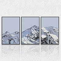 3 Piece Framed Canvas Wall Art Mountain Covered with Snow Canvas Prints Home Artwork Decoration for Living Room,Bedroom - 16
